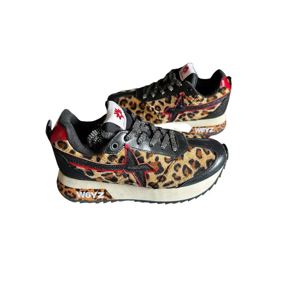 W6YZ Just Say Wizz Leopard Print Platform Running/Leisure Sneakers - RARE DESIGN
